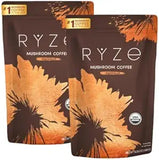 RYZE SUPERFOODS Mushroom Coffee USDA Organic with 6 Adaptogenic Mushrooms and MCT Oil, USA Grown Instant Coffee for Better Energy, Focus, Digestion, Immunity with Lions Mane & Turkey Tail, 30 servings