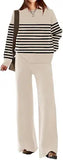ETCYY NEW Womens Elegant Lounge Sets Knitted Sweatsuit Sets 2 Piece Outfits with Sweater Tops and Wide Leg Sweatpants