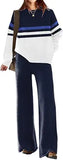 ETCYY NEW Womens Elegant Lounge Sets Knitted Sweatsuit Sets 2 Piece Outfits with Sweater Tops and Wide Leg Sweatpants
