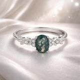 925 Sterling Silver Agate and CZ Pendant Ring Size 6 for Women