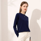 Lightweight Long-sleeve Crew-neck Wool Knit Sweater