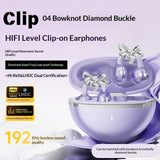 Full Diamond Bow Ear Earrings Ear Clip Wireless Headphones