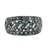 0.60 Carat Genuine Blue Diamond .925 Sterling Silver Ring