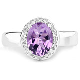 1.68 Carat Genuine  Amethyst and White Topaz .925 Sterling Silver Ring