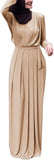 FPOVFPO Women's Muslim Abaya Dress - One-Piece V Neck Belt Tie Islamic Full Length Kaftan Daily Casual Dress