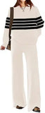 ETCYY NEW Womens Elegant Lounge Sets Knitted Sweatsuit Sets 2 Piece Outfits with Sweater Tops and Wide Leg Sweatpants