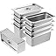 VEVOR 4 Pack Full Size Steam Table Pan,4 Inch Deep, 13L Capacity - Stainless Steel Food Container for Oven, Hotel - Anti-Jam Design
