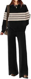 ETCYY NEW Womens Elegant Lounge Sets Knitted Sweatsuit Sets 2 Piece Outfits with Sweater Tops and Wide Leg Sweatpants