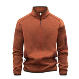 Zippered Pocket Long-sleeve Stand-collar Cardigan Sweatshirt