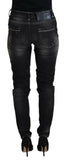 Acht Black Washed Mid Waist Tapered Women Casual Denim Jeans