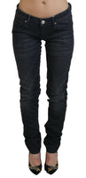 Acht Black Washed Low Waist Slim Fit Cotton Denim Jeans