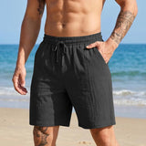 Mens Casual Loose Linen Beach Shorts