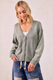 BiBi Washed Sweater V Neck Cardigan