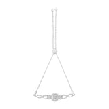 .925 Sterling Silver Diamond Cushion Frame Heart-Sides Twist 4â€-10â€ Adjustable Bolo Tennis Bolo Bracelet (I-J Color, I3 Clarity)
