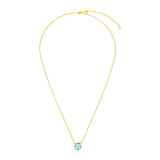 14k Yellow Gold 17 inch Necklace with Cushion Blue Topaz