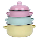 Double-handled Enameled Instant Noodle Bowl With Lid, Heat-resistant Oil Can