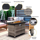 43-Inch Fire Table, 50000 BTU Gas Firepit with Volcanic Stone Black