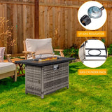 43-Inch Fire Table, 50000 BTU Gas Firepit with Volcanic Stone Black