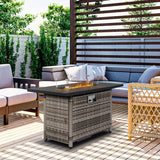 43-Inch Fire Table, 50000 BTU Gas Firepit with Volcanic Stone Black