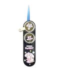 NIVEK Rocker Arm Lighter Gear Dial Lighter Kitty KT Cat Melody Kulomi Japanese Character Kawaii Blue Flame Jet Torch Refillable Black with Silver Rocker Dial (Melody)