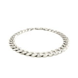 Rhodium Plated 7.9mm Sterling Silver Curb Style Bracelet