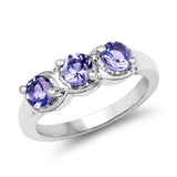 1.05 Carat Genuine Tanzanite .925 Sterling Silver Ring