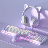 Purple Mechanical Keyboard Mouse Suit Wired Green Axis