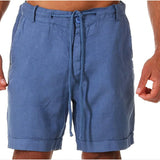 Mens Sports Running Fitness Shorts Solid-Color Casual Pants With Drawstring