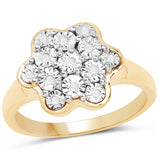 14K Yellow Gold Plated 0.07 Carat Genuine White Diamond .925 Sterling Silver Ring