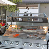 Castelle Flame Verona 44-Inch 6-Burner 85K BTU Stainless Steel Outdoor BBQ Kitchen Grill Island With Wine Cooler, Rotisserie Kit, And Storage Cabinets (SAK97105)
