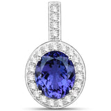 10.15 Carat Genuine Tanzanite and White Diamond 18K White Gold Pendant
