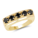 14K Yellow Gold Plated 1.25 Carat Genuine Black Diamond .925 Sterling Silver Ring