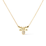 10K Yellow Gold Diamond Accented Bumble Bee Pendant 18" Inch Necklace (H-I Color, I1-I2 Clarity)