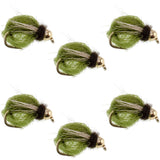Bead Head LaFontaine Olive Deep Sparkle Caddis Pupa - 6 Flies Hook Size 14