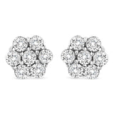 14K White Gold 1/2 cttw Round-Cut Diamond Floral Stud Earrings (I-J Color, SI2-I1 Clarity)