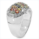 2.75 Carat Genuine Multi Sapphire .925 Sterling Silver Ring