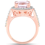6.94 Carat Genuine Kunzite and White Topaz .925 Sterling Silver Ring