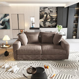 102.4 'Plush Corduroy 4-Seat Sofa,Modern Comfy Upholstered Sofa Cloud Couch,Deep Seat Couches with Soft Pillows and Movable Ottoman,Convertible Sofa Lounge Chair,for Living Room,Apartment,Office,Camel