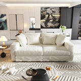 104.3 ' Plush Corduroy 4-Seat Sofa, Modern Comfy Upholstered Sofa Cloud Couch, Deep Seat Couches with Soft Pillows and 2 Ottomans, Convertible Sofa Lounge Chair, for Living Room,Apartment,Office,Beige