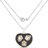 3.19 Carat Genuine Citrine and Black Spinel .925 Sterling Silver Pendant