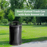 45-Gallon Heavy-Duty Commercial Round Waste Bin With Rain Bonnet Lid (SAK94380)