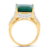 8.70 Carat Dyed Emerald and White Topaz .925 Sterling Silver Ring
