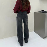 Fashionable Beaded Trendy Street-style Casual Versatile Straight-leg Denim Jeans