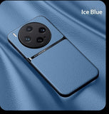 Light Luxury Leather-Grain Magnetic Car Mount Lens-Cover Full-Body Drop-Resistant Protective Case