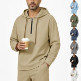 Mens Linen Hooded Half-Zip Sweatshirt
