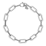 14k White Gold Diamante Paperclip Chain Bracelet (7.00 mm)
