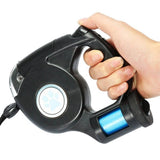4.5M LED Flashlight Extendable Retractable Pet Dog Leash Lead with Garbage Bag