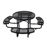 Large 46-Inch Heavy-Duty Round Outdoor Steel Picnic Table With Umbrella Hole (SAK96428)