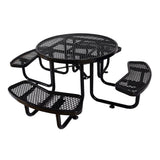 Large 46-Inch Heavy-Duty Round Outdoor Steel Picnic Table With Umbrella Hole (SAK96428)