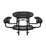 Large 46-Inch Heavy-Duty Round Outdoor Steel Picnic Table With Umbrella Hole (SAK96428)